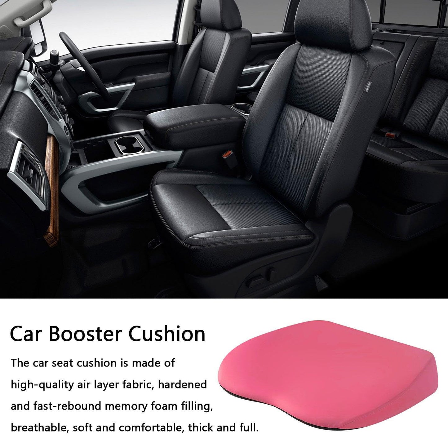 Car Booster Cushion (Soft, Non-Slip, Breathable Mesh)